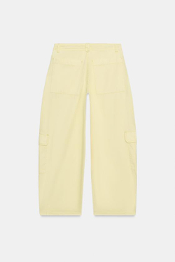 ZARA БРЮКИ КАРГО ОВЕРСАЙЗ, ЖЕЛТЫЙ