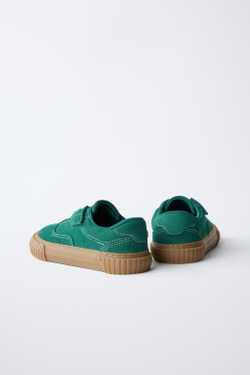 ZARA КОЖАНЫЕ КЕДЫ BAREFOOT, ЗЕЛЕНЫЙ