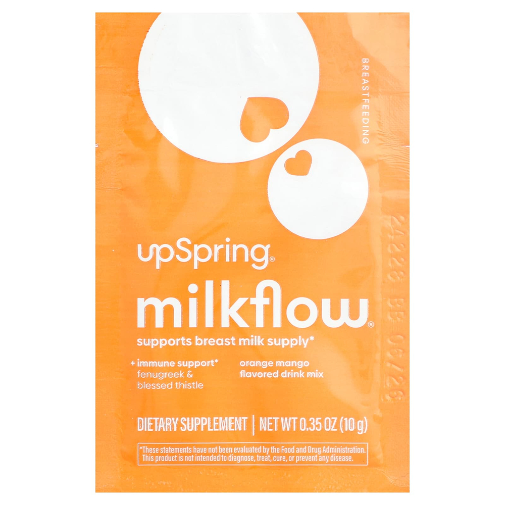UpSpring, Milkflow®, смесь для приготовления напитка, апельсин и манго, 16 пакетиков по 10 г (0,35 унции)