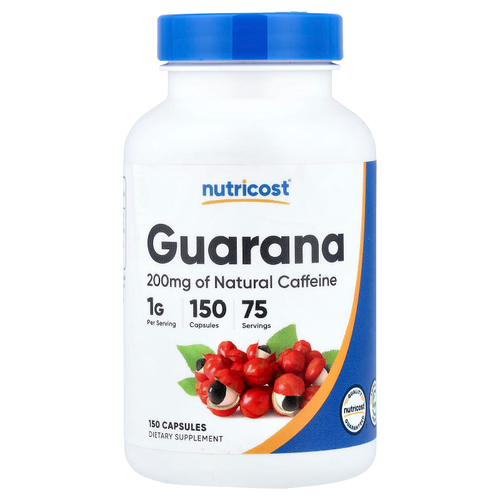Nutricost, Гуарана, 150 капсул (500 мг в каждой капсуле)