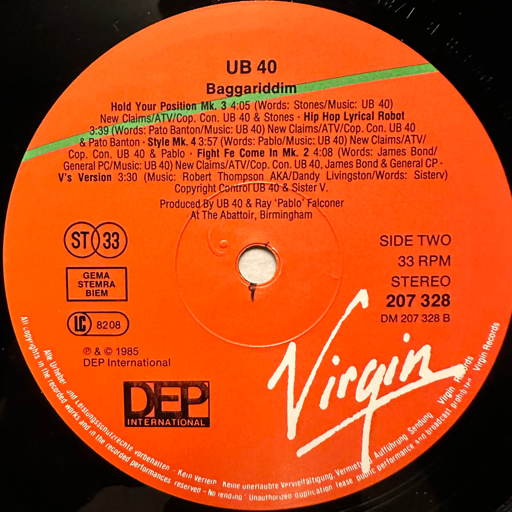 UB40 - Baggariddim (Германия 1985г.) 2х12", Maxi-Single