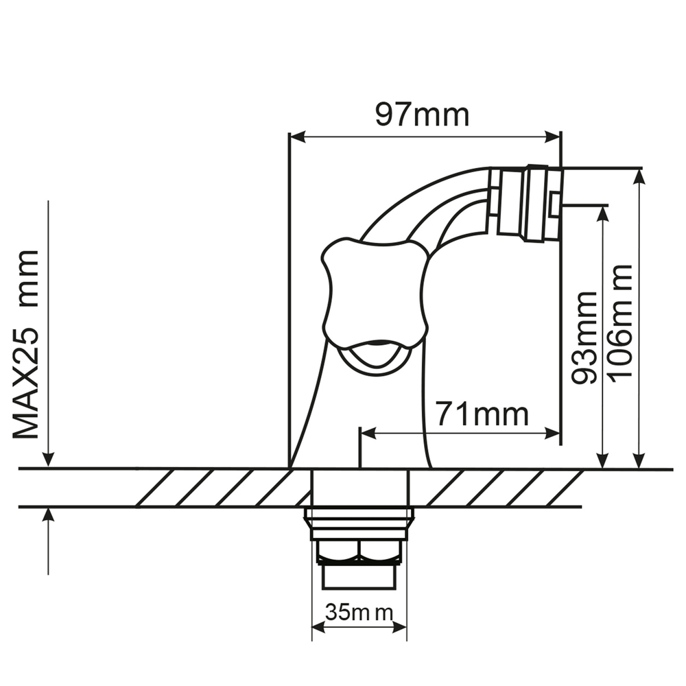 Смеситель для биде 1/2 кер. MIXLINE МЛ11-05 (ML11-05) (без подводки)*