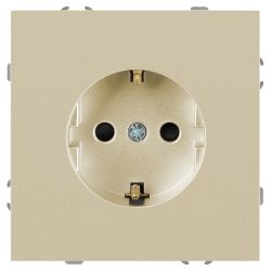 Розетка ЭРА Galaxy 15-2102-04 c заземлением 2P+E Schuko со шторками 16А-250В IP20 шампань | Эра Galaxy