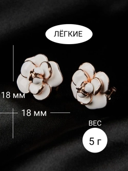 Серьги Камея с белой эмалью в позолоте