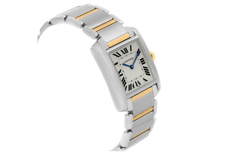 CARTIER TANK DE Quartz Movement 30m Water Resistance Women"s Watch Watch 25mm Gold Dial Stainless Steel Case