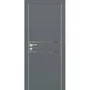 Фото межкомнатной двери экошпон Profilo Porte PX-18 графит с алюминиевой кромкой с 2-х сторон стекло Lacobel серый