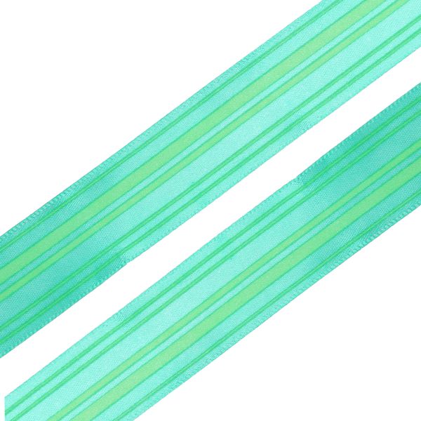 Лента атласная с рисунком 25.0 мм / 3 метра, Горизонталь (зеленый), Globus