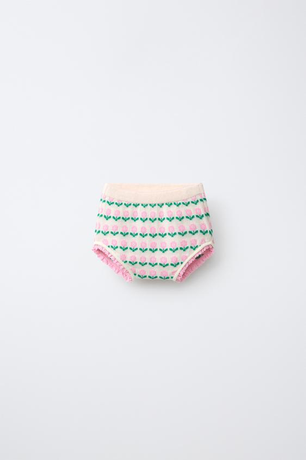 ZARA ТРУСЫ ИЗ ТРИКОТАЖА С ЦВЕТОЧНЫМ ЖАККАРДОВЫМ УЗОРОМ, ЭКРЮ