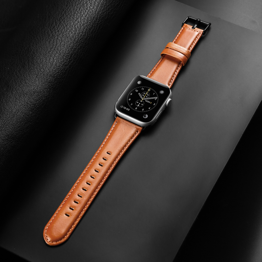 Ремешок из натуральной кожи коричневого цвета от Dux Ducis для смарт часов Apple Watch 38, 40, 41 и 42мм, серия Business Series