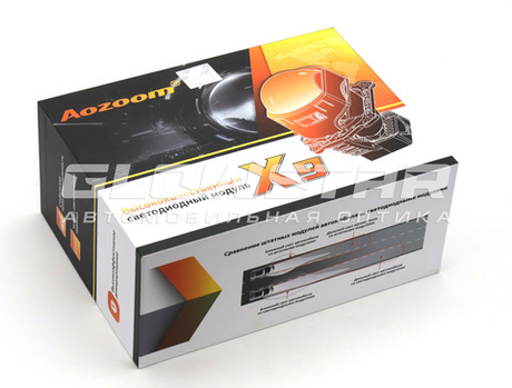 Билед модули Aozoom X9 (прямоугольные) 3.0 дюйма, 2 чипа, 6000K, 12V 52/57W, 4300/4600Lm (комплект, 2шт)
