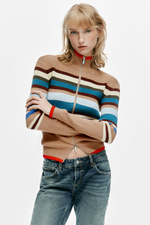 ТРИКОТАЖНАЯ КУРТКА В РУБЧИК В ПОЛОСКУ — ZARA