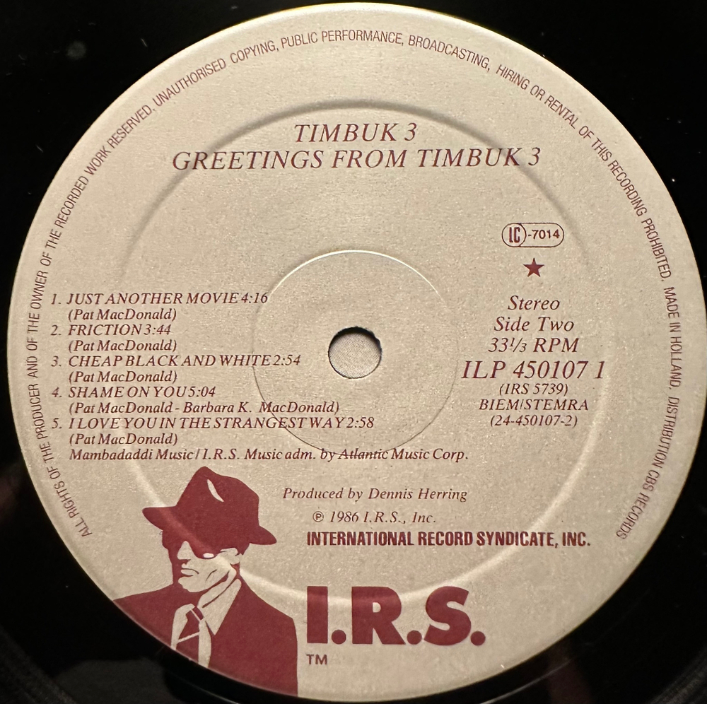 Timbuk 3 - Greetings From Timbuk 3 (Голландия 1986г.)