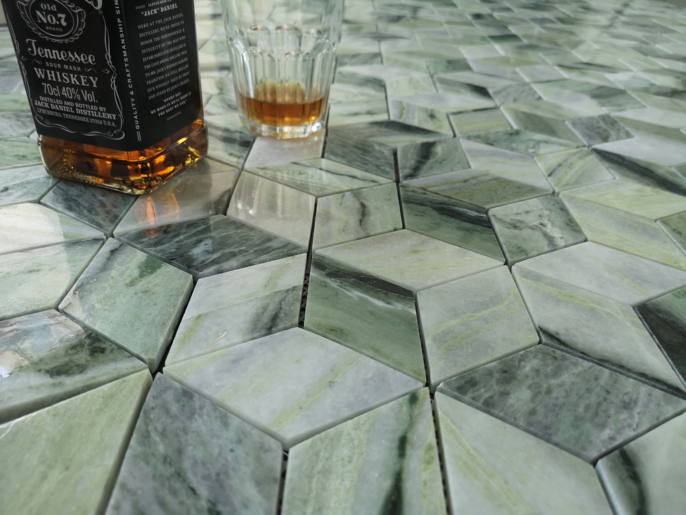 Мозаика LeeDo: Pietrine - Onice Verde oliva diamond полированная 29,8x25,9x0,7 см (чип 96x55x7 мм)