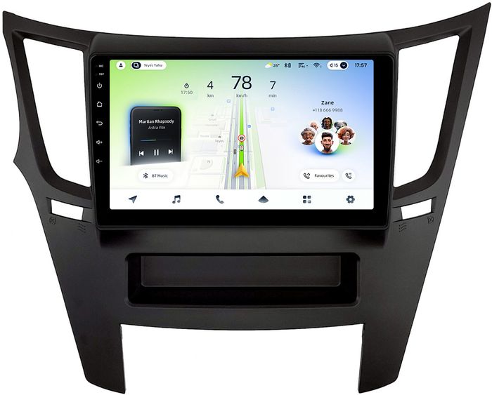 Магнитола для Subaru Legacy 5, Outback 4 2009-2014 (левый руль, рамка черная) - Teyes CC4L монитор 9" IPS, Android 14, Быстрая, Snapdragon 662, CarPlay, 4G SIM-слот