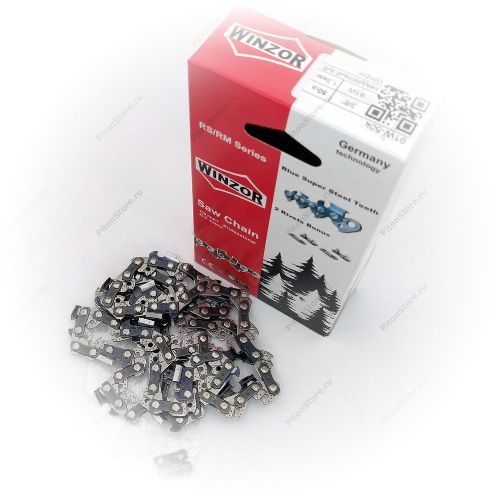 Цепь пильная 3/8", 50-зв, 1.3-мм (квадратный зуб, 91W, коробка, оригинал) [Winzor]