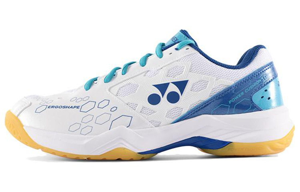 YONEX Power Cushion Textile, Synthetic Leather Anti twist Low top Badminton Shoes Unisex White Blue