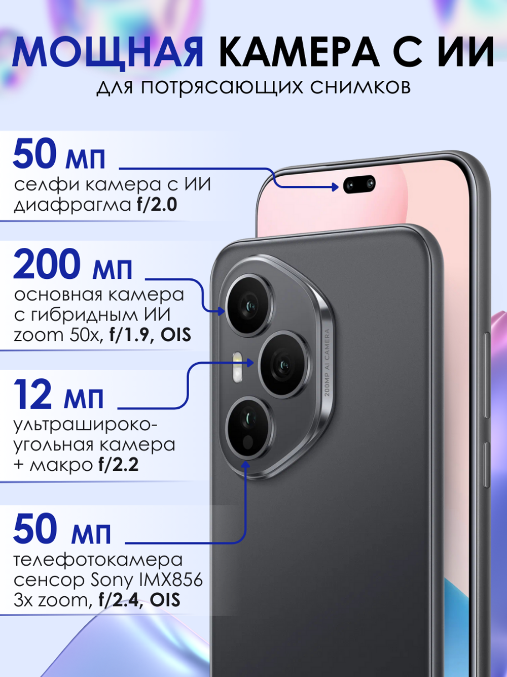 Смартфон HONOR 400 Pro 12/256 ГБ Global, Dual: nano SIM + eSIM, черный