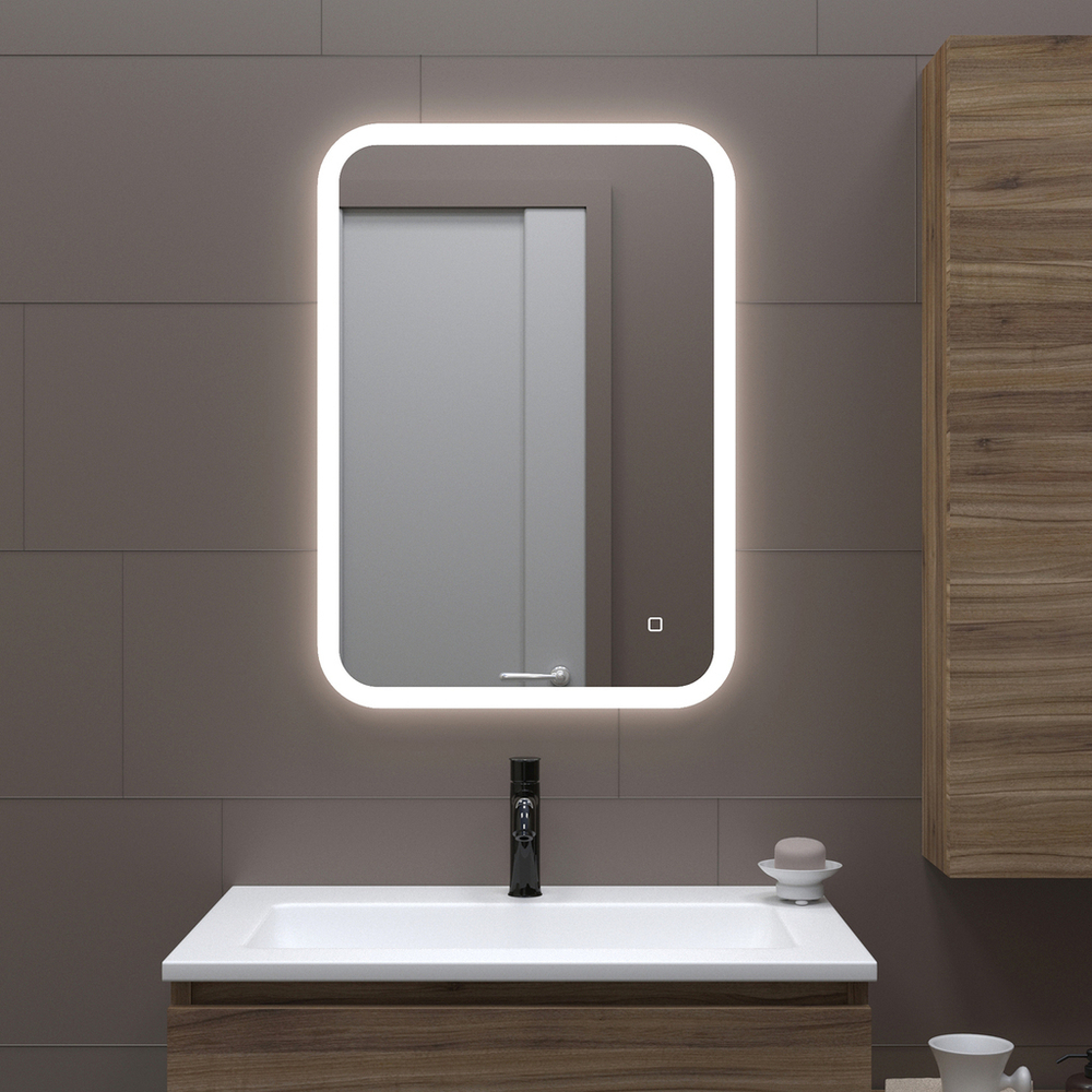 Зеркало MIXLINE "Колорит" ЭКОНОМ 500*600 (ШВ) сенсорн.выкл,светодиод подсв,универс.крепеж,без короба