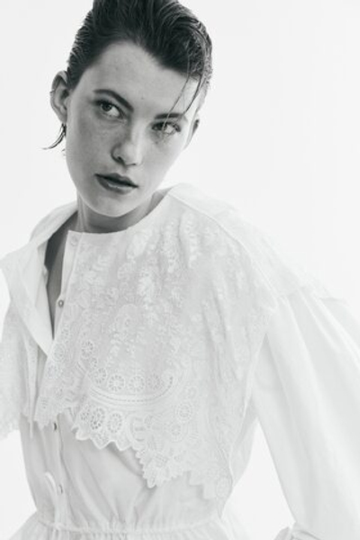 Блуза из хлопка с кружевной кокеткой - H&M
