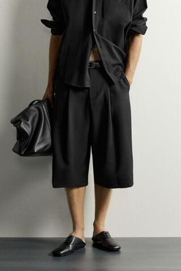 ZARA ШОРТЫ WIDE-LEG СО СКЛАДКАМИ, ЧЕРНЫЙ