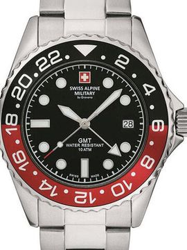 С браслетом Мужские наручные часы с серебряным браслетом Swiss Alpine Military 7052.1136 mens watch 42mm 10ATM