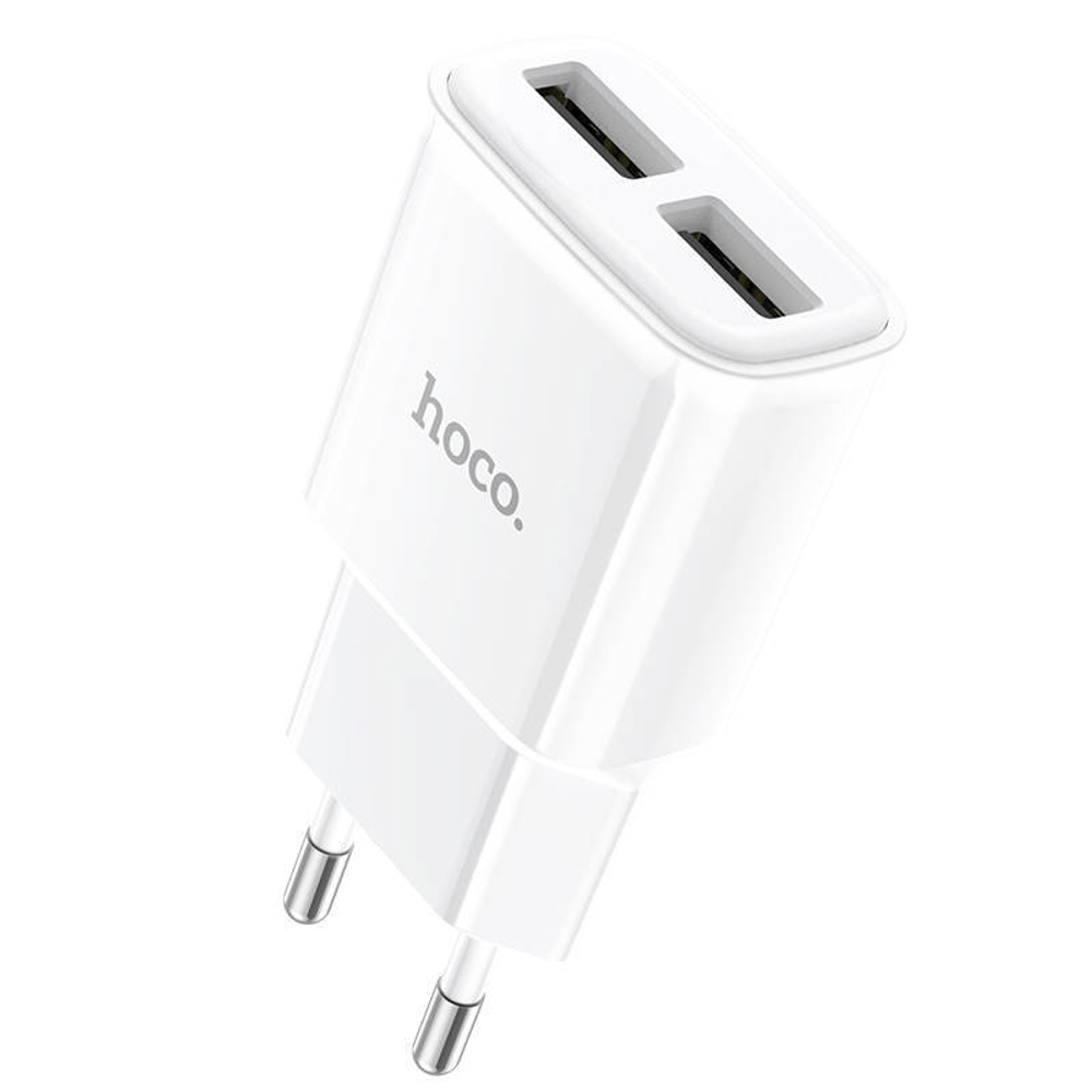 Сетевая зарядка 2-USB 2.4А Hoco Белый