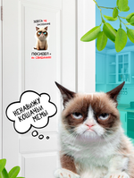Наклейка на унитаз с котом - здесь не заседание!