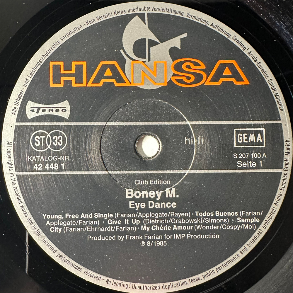 Boney M. ‎– Eye Dance (Германия 1985г.) Club