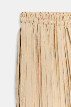 ZARA ШИРОКИЕ БРЮКИ В ПОЛОСКУ С ЭЛАСТИЧНЫМ ПОЯСОМ, ПЕСОЧНЫЙ