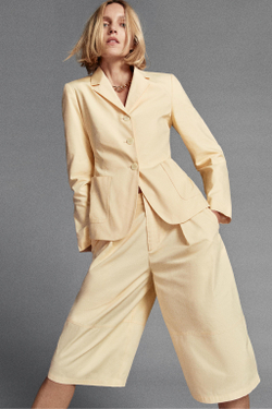 ZARA БЛЕЙЗЕР ИЗ ПОПЛИНА — ZW COLLECTION, ЦВЕТ СЛИВОЧНОГО МАСЛА