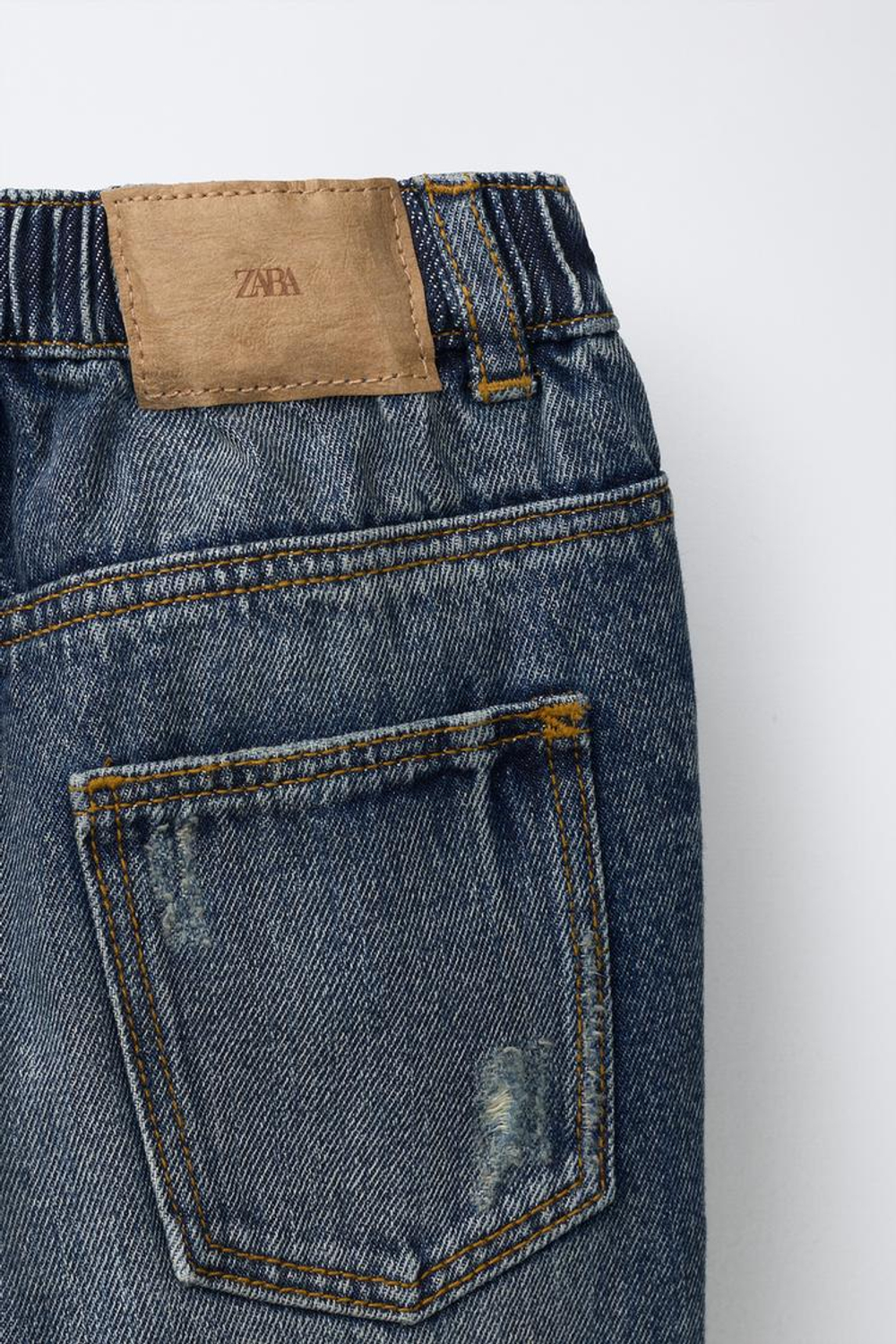 ZARA ДЖИНСЫ ПРЯМОГО КРОЯ С РАЗРЕЗАМИ, ИНДИГО