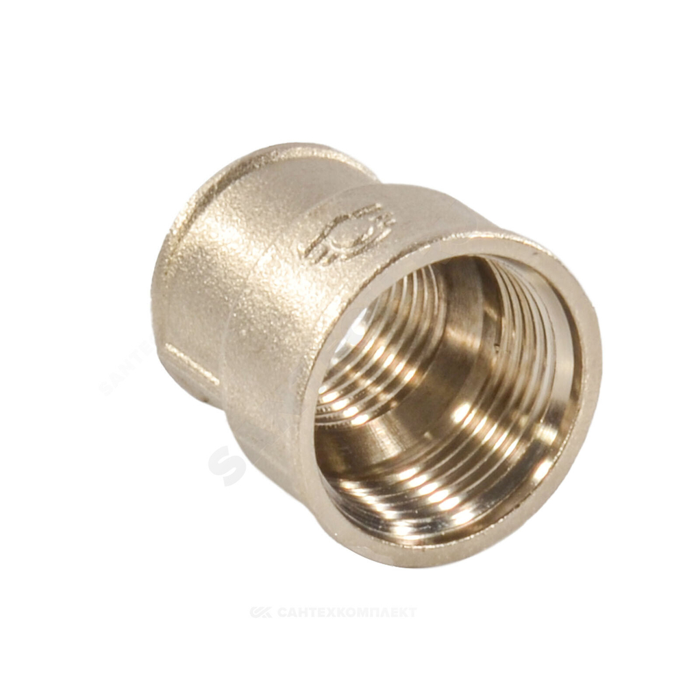 Муфта латунь никель переходная Ду 32х25 (1 1/4"х1") ВР/ВР VALFEX VF.240.N.114.100