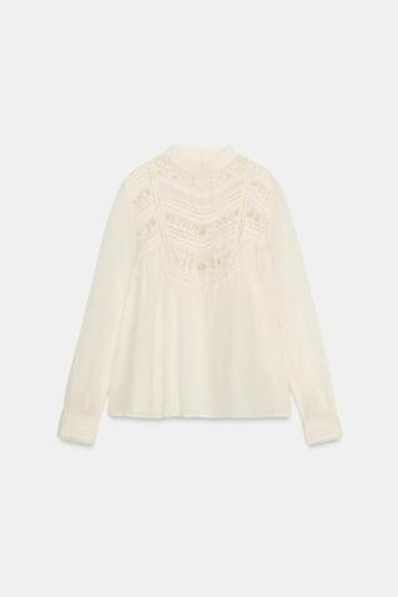 ZARA БЛУЗА В РОМАНТИЧЕСКОМ СТИЛЕ С ЦВЕТОЧНОЙ ВЫШИВКОЙ, ЭКРЮ