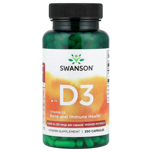 Swanson Vitamins, Витамин D3, 2000 МЕ, 250 капсул