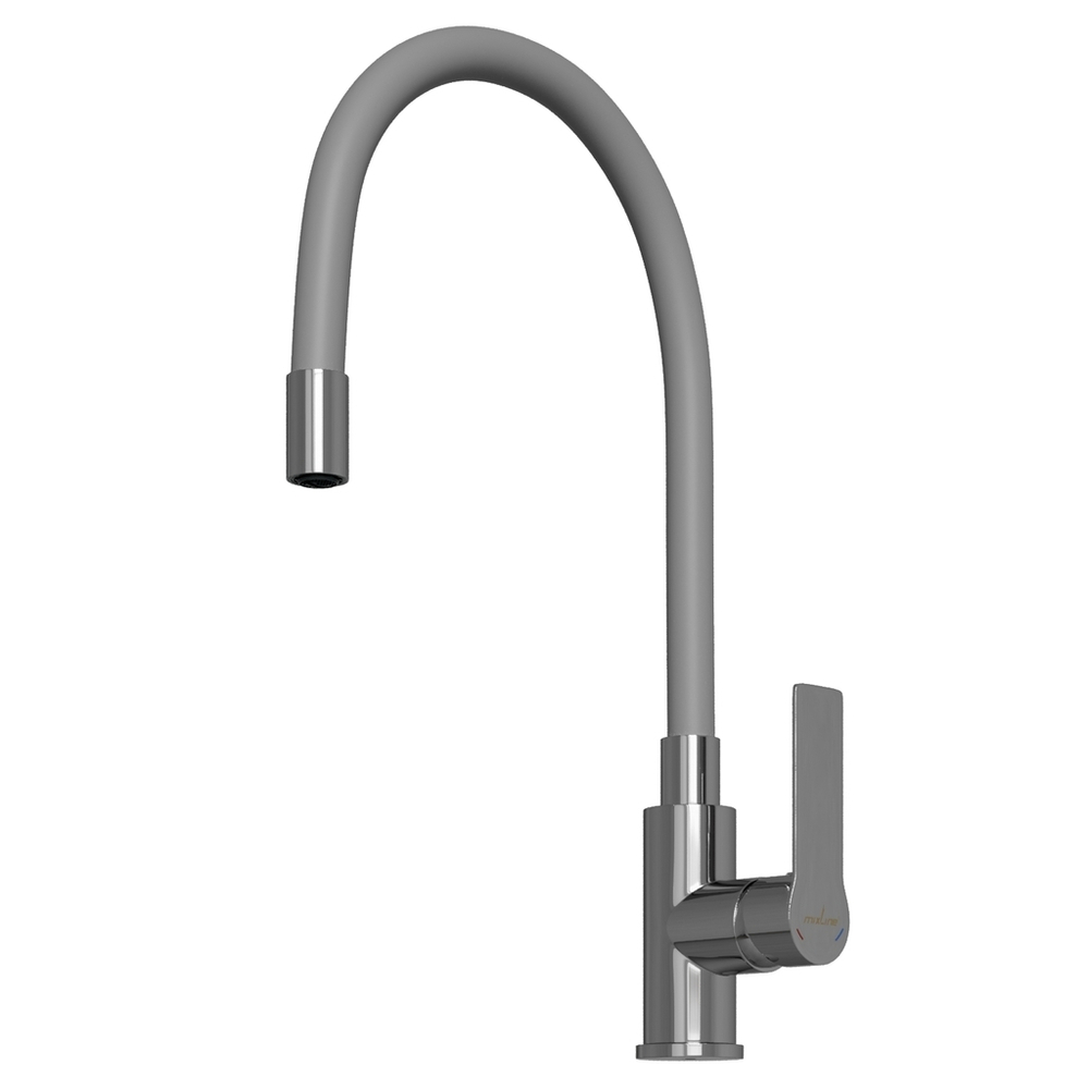 Смеситель для кухни 35к MIXLINE МЛ35-093(ML35-093) гибкий излив, б/отв, боковая, серый