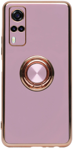 Стильный глянцевый чехол для VIVO Y31 / Y53s 4G / Y51 / Y51a с кольцом-подставкой и бархатной подкладкой