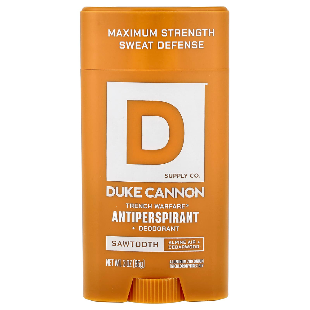 Duke Cannon Supply Co., Trench Warfare® антиперспирант и дезодорант, Sawtooth, альпийский воздух и кедр, 85 г (3 унции)