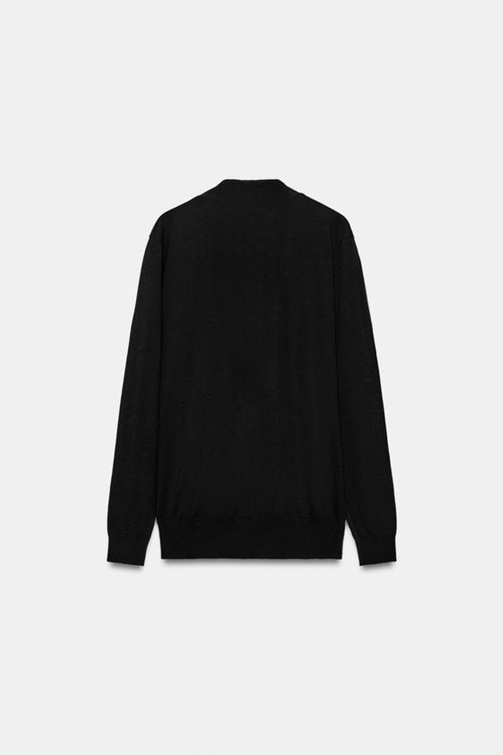 ZARA ТРИКОТАЖНЫЙ СВИТЕР С ЗАПАХОМ И МЯГКИМ ВЫРЕЗОМ, ЧЕРНЫЙ