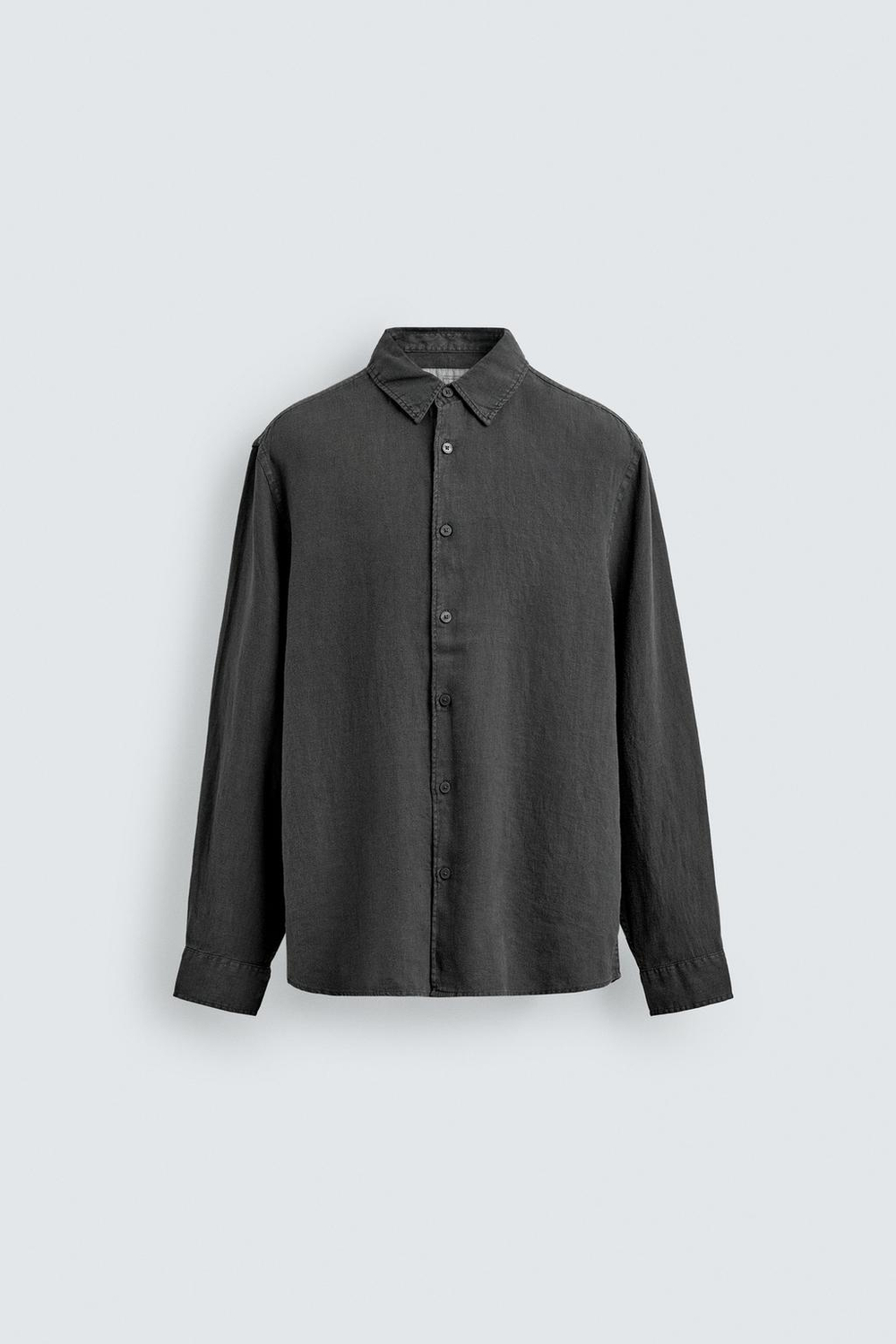 ZARA РУБАШКА ИЗ 100% ЛЬНА, АНТРАЦИТОВО-СЕРЫЙ