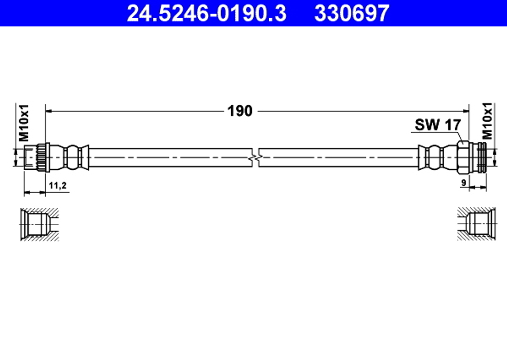 ATE - 24524601903-ATE - Brake Hose - Povrat artikla narucenog iz Njemacke nije moguc.