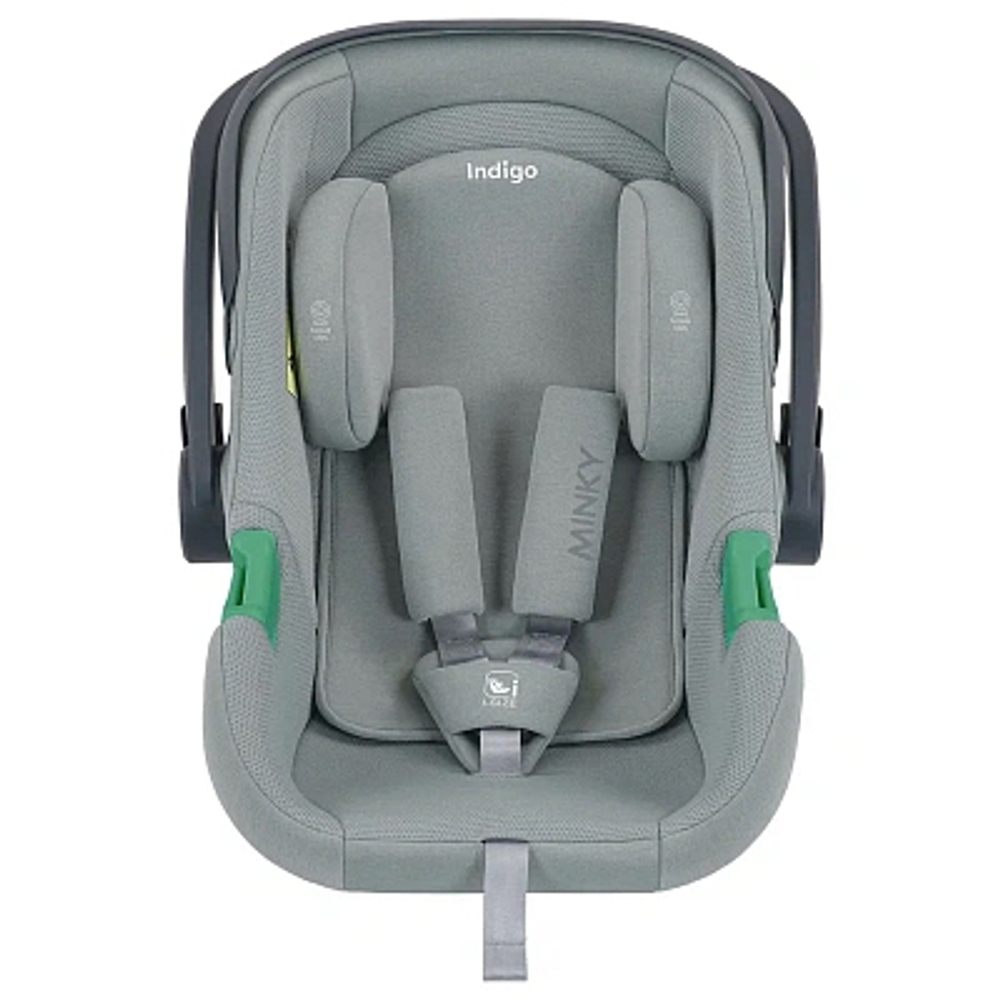 Автолюлька Indigo Minky I-Size группа 0+ (0-13кг) светло-серый