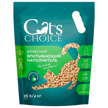Наполнитель Cats Choice впитывающий древесный для кошек и котов 16 л