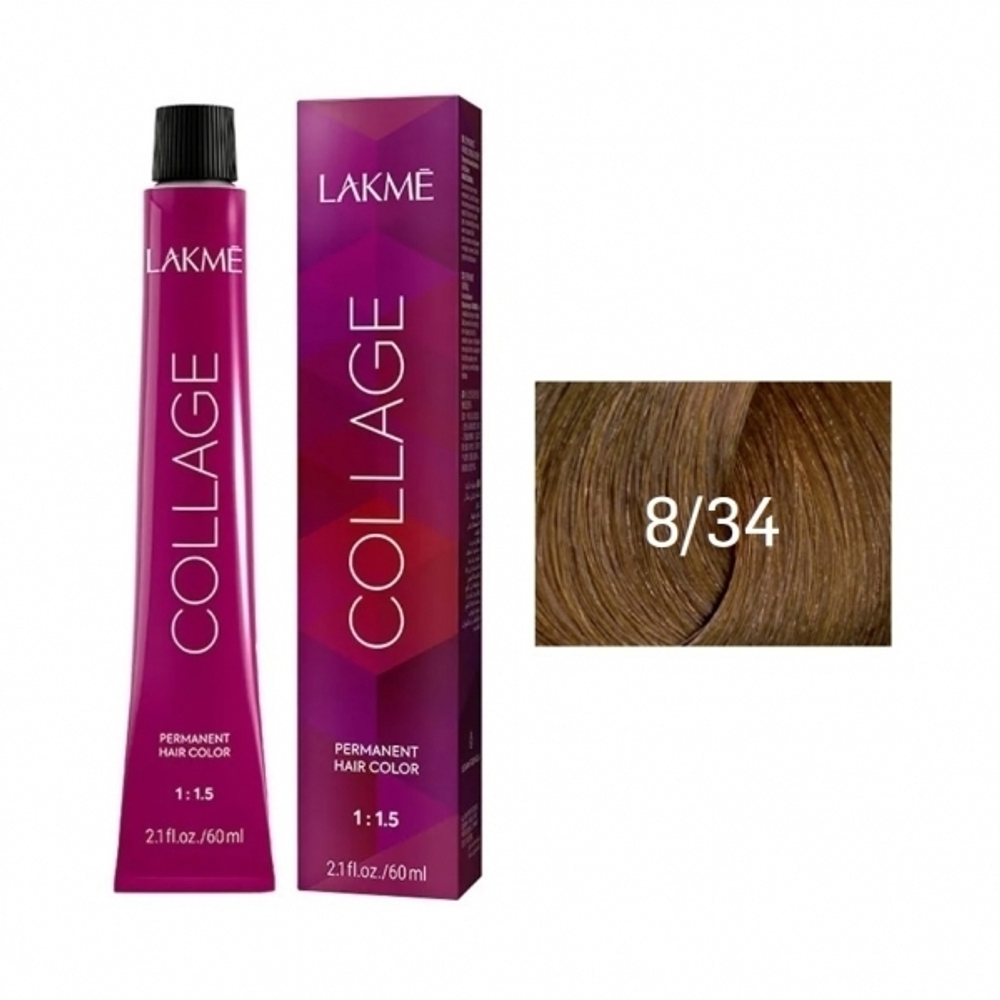 Lakme Collage Крем-краска для волос, 8/34 Блондин золотисто-медный, 60 мл