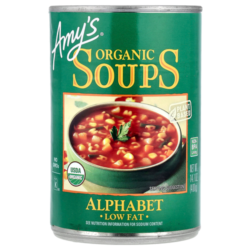 Amy's, органические супы, алфавит, с низким содержанием жира, 400 г