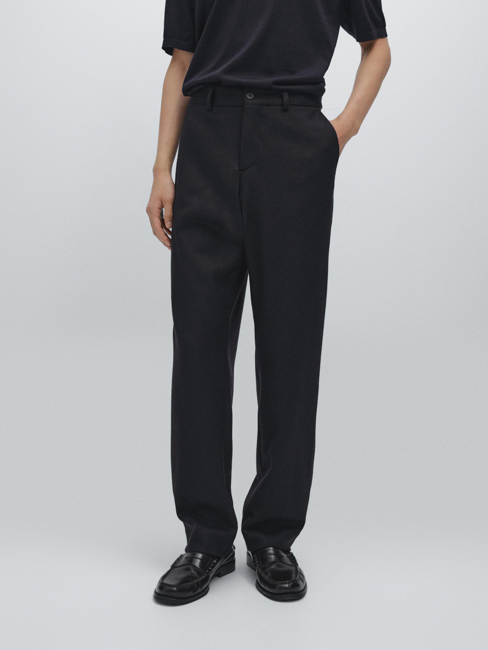 Massimo Dutti Брюки из шерстяной смеси, темно-синий