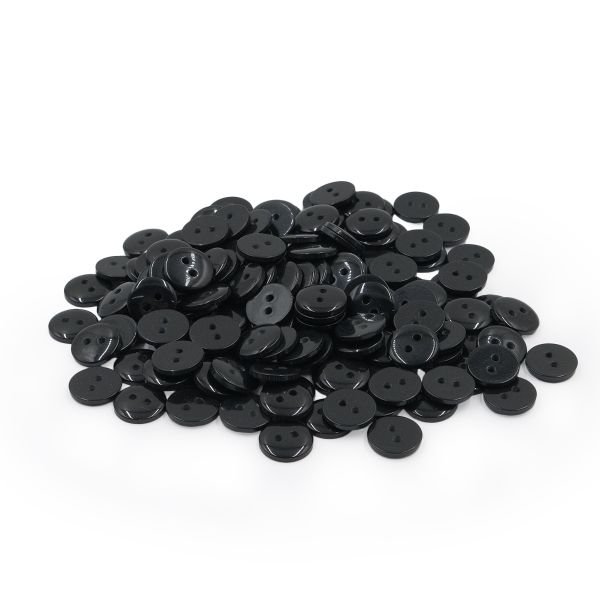 Пуговицы 2 прокола 20L=12.5 мм, супатные, пластик (s.black (черный глянец)), 144 шт