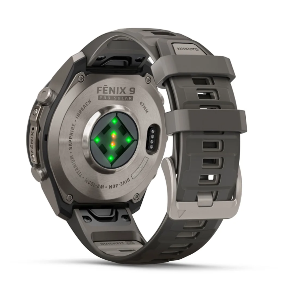 Garmin Fenix 9 PRO INREACH, 47 мм, SOLAR, Sapphire Titanium with Pebble Gray/Silver Gray Silicone Band