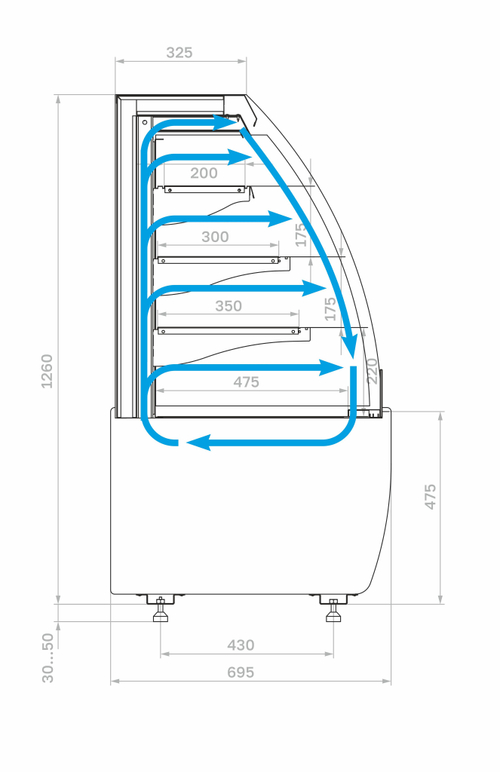 Кондитерская витрина Carboma K70 VM 0,6-2 STANDARD открытая, горка (версия 2.0) (Flandria 2)