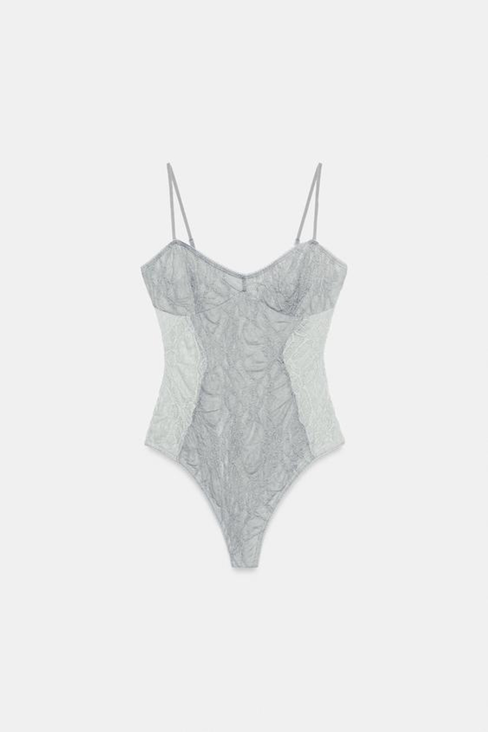 БОДИ ИЗ КОНТРАСТНОГО КРУЖЕВА - ZARA