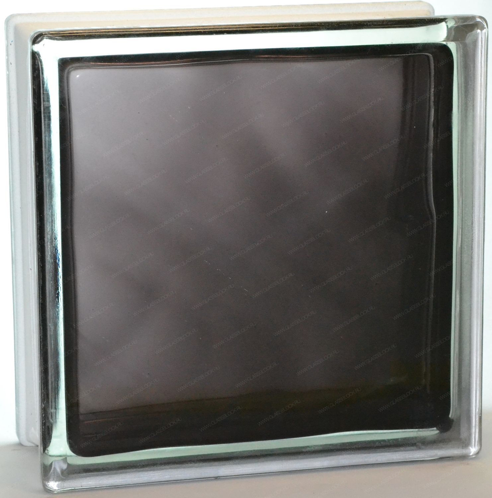 Стеклоблок полуматовый черный волна (матовый с одной стороны) Vitrablok  19x19x8 окрашенный изнутри